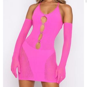 White Fox Link Up Mini Dress Hot Pink